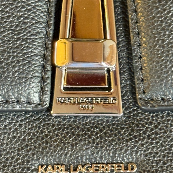 Karl Lagerfeld Black Leather Shoulder Bag w/ Dust Bag NEW WITH TAGS!!!!!! - Picture 3 of 13